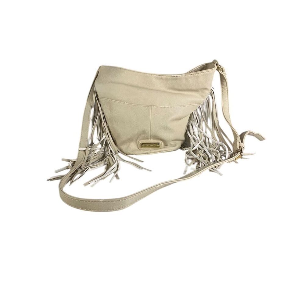 Steve Madden Cream Fringe Crossbody Purse Boho-Chic Women's Bag